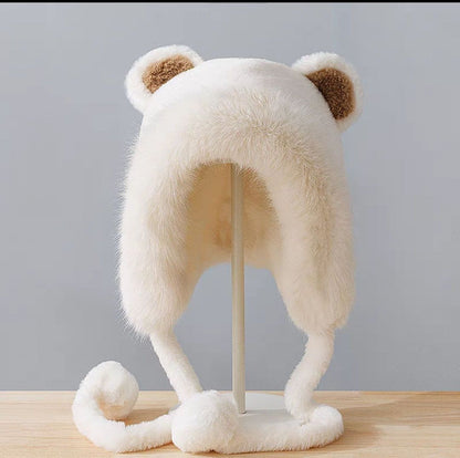 Women Scarves Winter Warm Thickened Pullover Caps Imitation Rabbit Fur Plush Hat