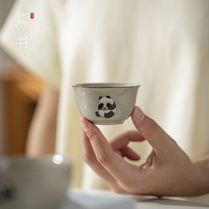 Panda Flower Ceramic Master Cup Tea Cup Kung Fu Tea Set Tea Drinking