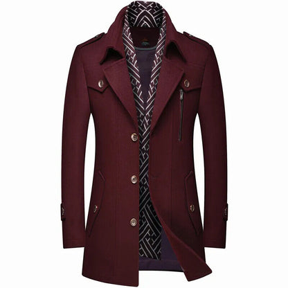 Men's Woolen Coats Turn Down Collar Warm Outerwear Casual Wool Coat Men