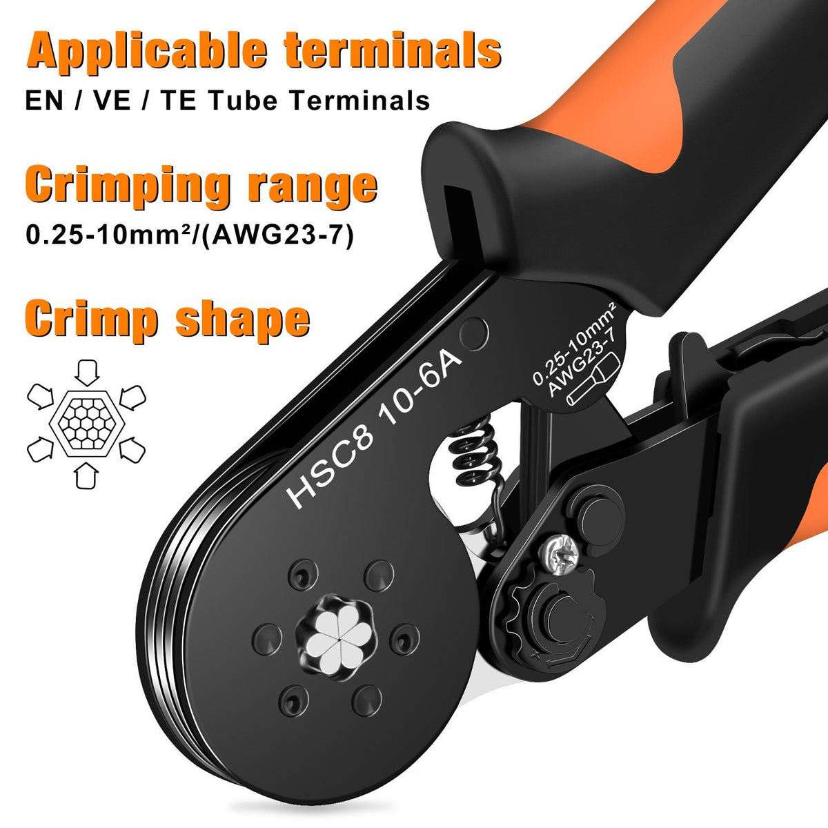 Wire Crimping Tool Kit with 750pcs Ferrules Terminals Hex Crimper for VE Tubular