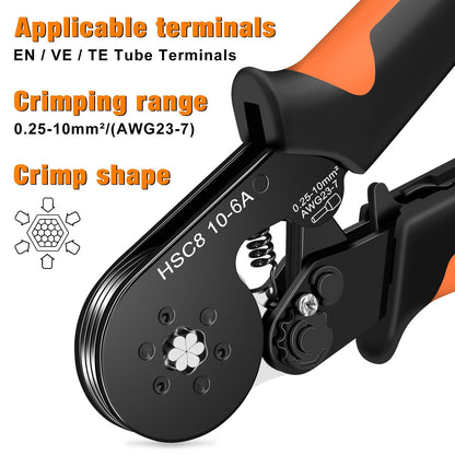 Wire Crimping Tool Kit with 750pcs Ferrules Terminals Hex Crimper for VE Tubular