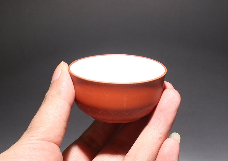 50ml*2 Tea Cups Yixing Zisha Red Stoneware Teaset Cup Lotus Design Porcelain Cup