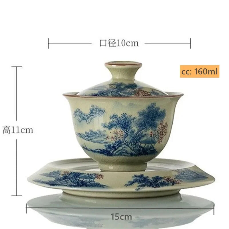 Ceramic Teacup Handmade Gaiwan Chinese Tea Tureen Tea Cups Tea Set Cover Bowl