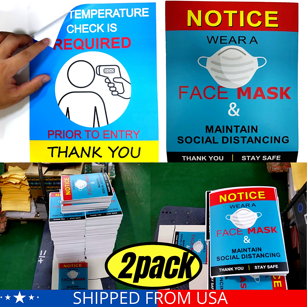 Sticker- FACE MASK REQUIRED sign -VINYL 8 X 10" (2 pack)