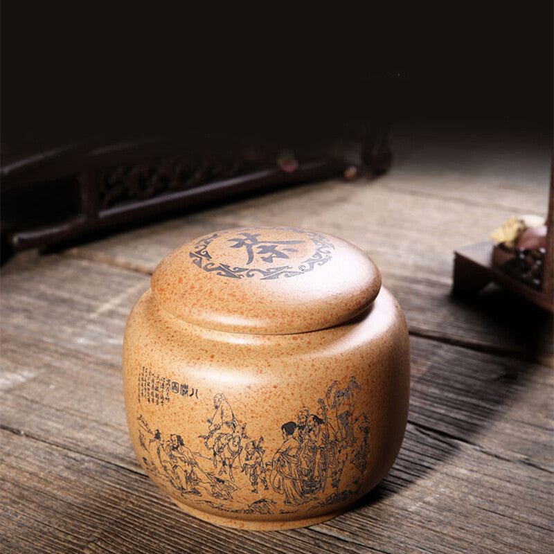 Real Yixing Zisha Duan Clay Tea Canister For Loose Tea Handmade Tea Storage Lid