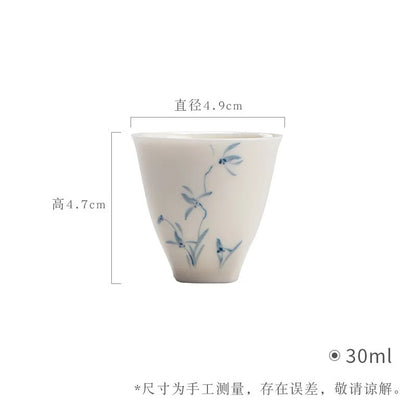 Jade Clay Orchid Single Cup Chinese Style Kungfu Tea Cup Hand-painted Tea Cup