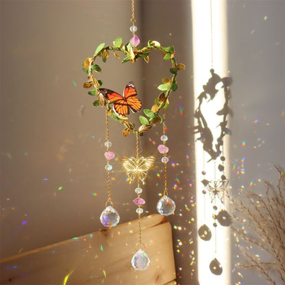 Wind Chimes K9 Crystals Star Moon Vine Winding Butterfly Hanging Rainbow Chasers