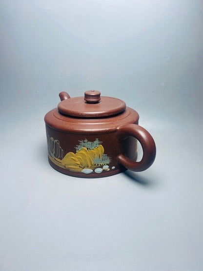 Chinese Yixing Zisha Clay Handmade Exquisite Teapot （周盘泥绘 底款：朱可心）