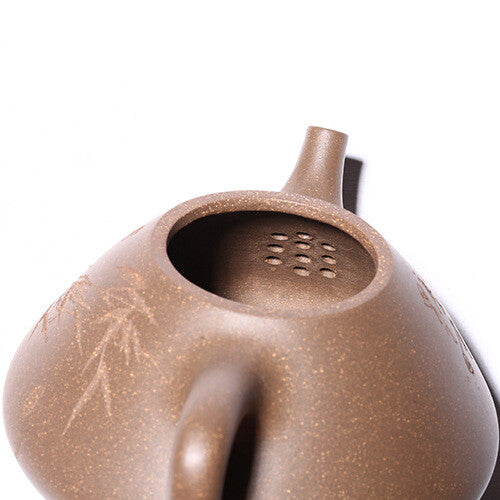 Bamboo Carved Handmade Tea Pot Real Yixing Zisha Clay Pot Tea Shipiao Pot Marked