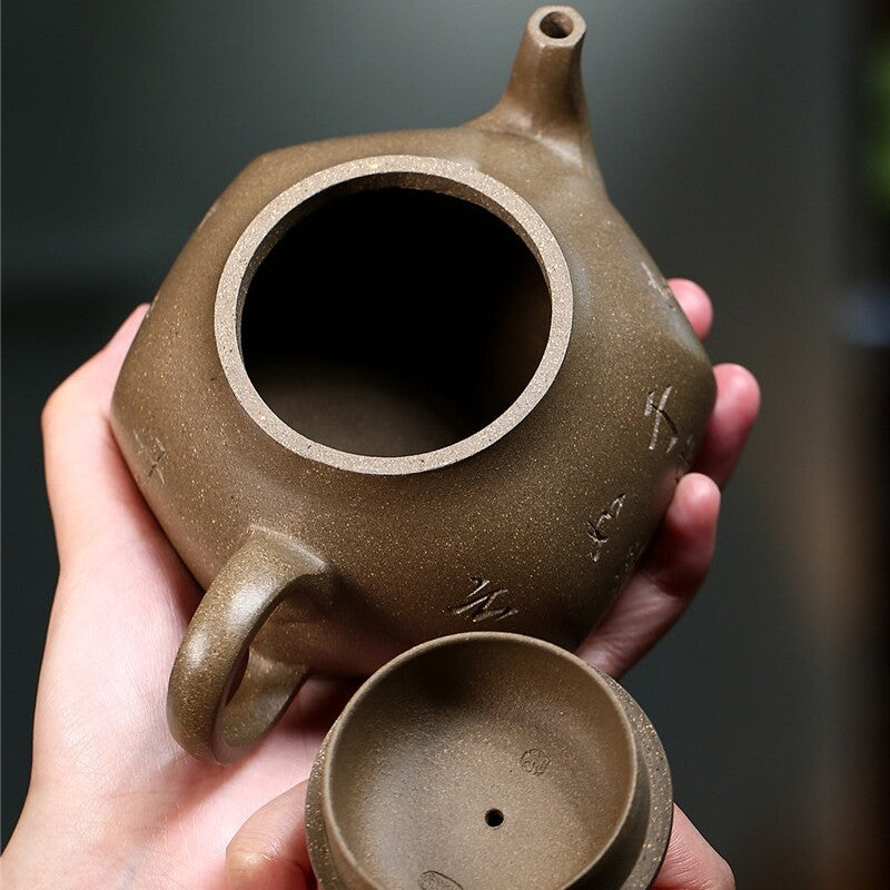 380ml marked tea pot hand carved real yixing zisha qing duan clay master pot new