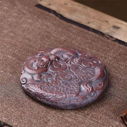 Yixing Zisha Original Ore Hand Carved Dragon Design Manual Holder For Tea Pot
