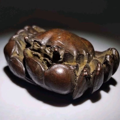Pair Brass Crab Statue Handcraft Artwork Zen Home Decor Collection