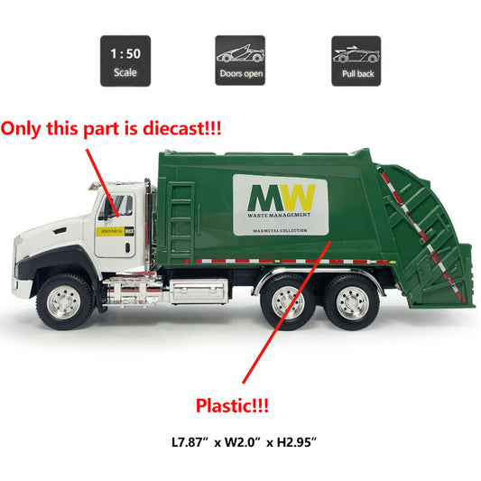 Garbage Truck Toys for Boys 1:50 Diecast Sanitation Vehicle Model Metal Toy Car