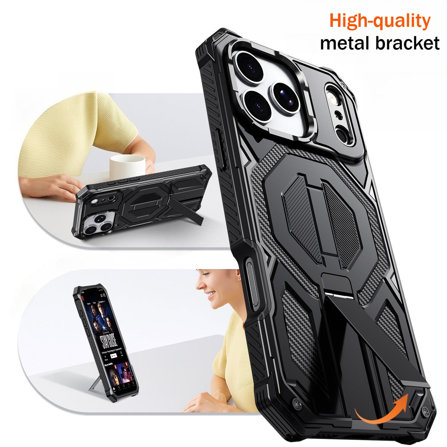 Apple 17 with front frame magnetic suction bracket three-proof mobile phone case