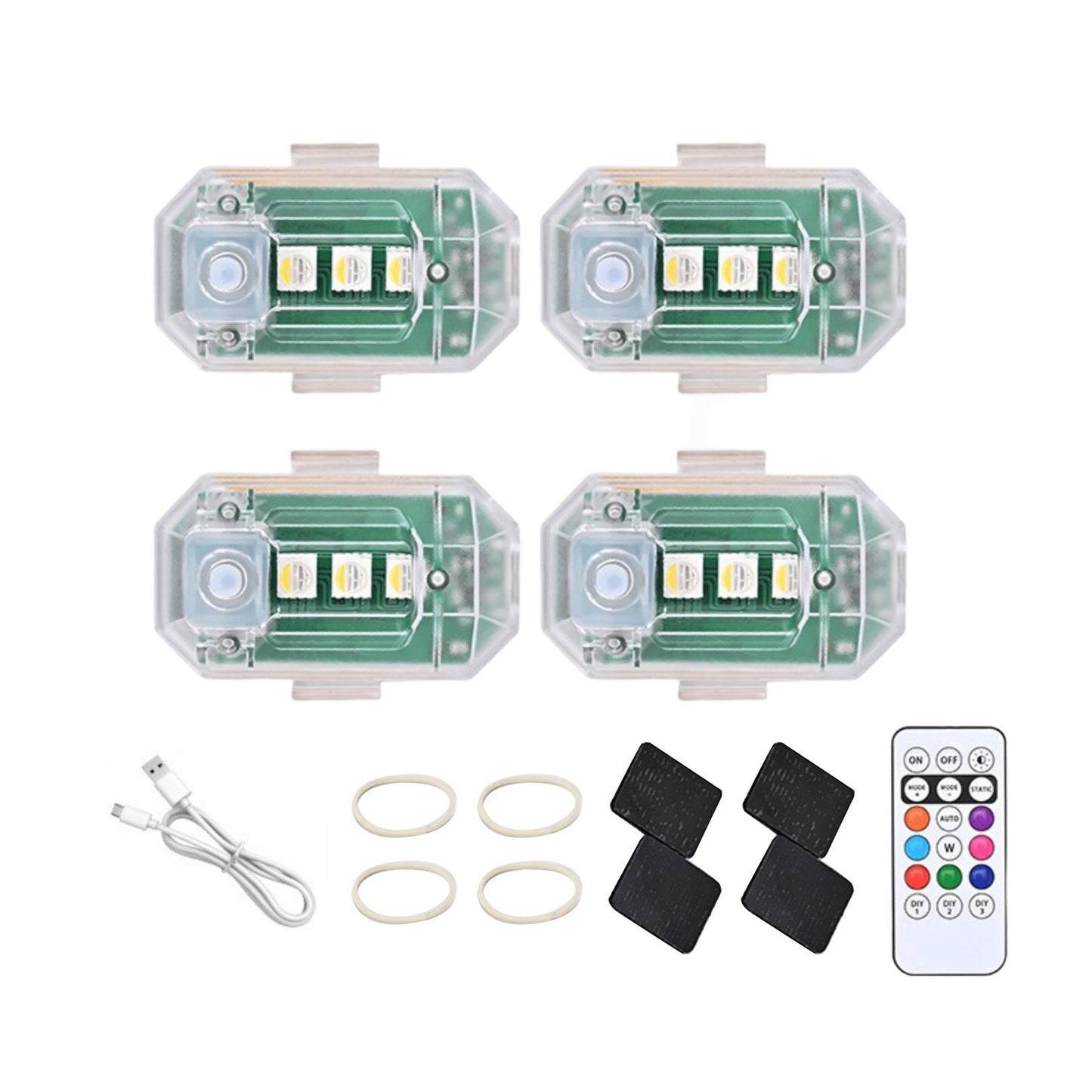 4Pcs Wireless Strobe Light RGB 8 Colors 10 Modes with Remote Control Lights