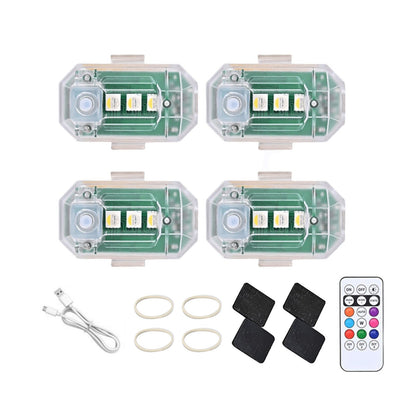 4Pcs Wireless Strobe Light RGB 8 Colors 10 Modes with Remote Control Lights