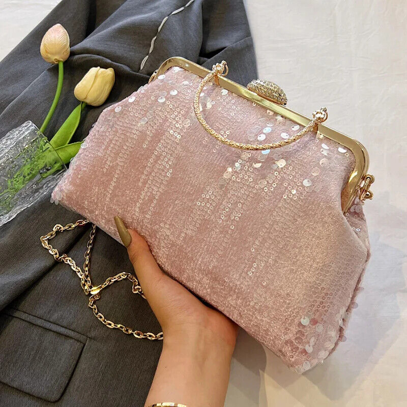 Women Handbag Chain Shoulder Bag Lady Party Clip Shell Evening Clutch