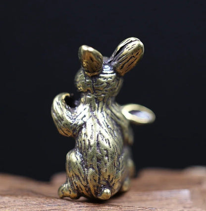 Rabbit Brass Animal Statue Small Sculpture Tabletop Figurine Home Decor Gifts