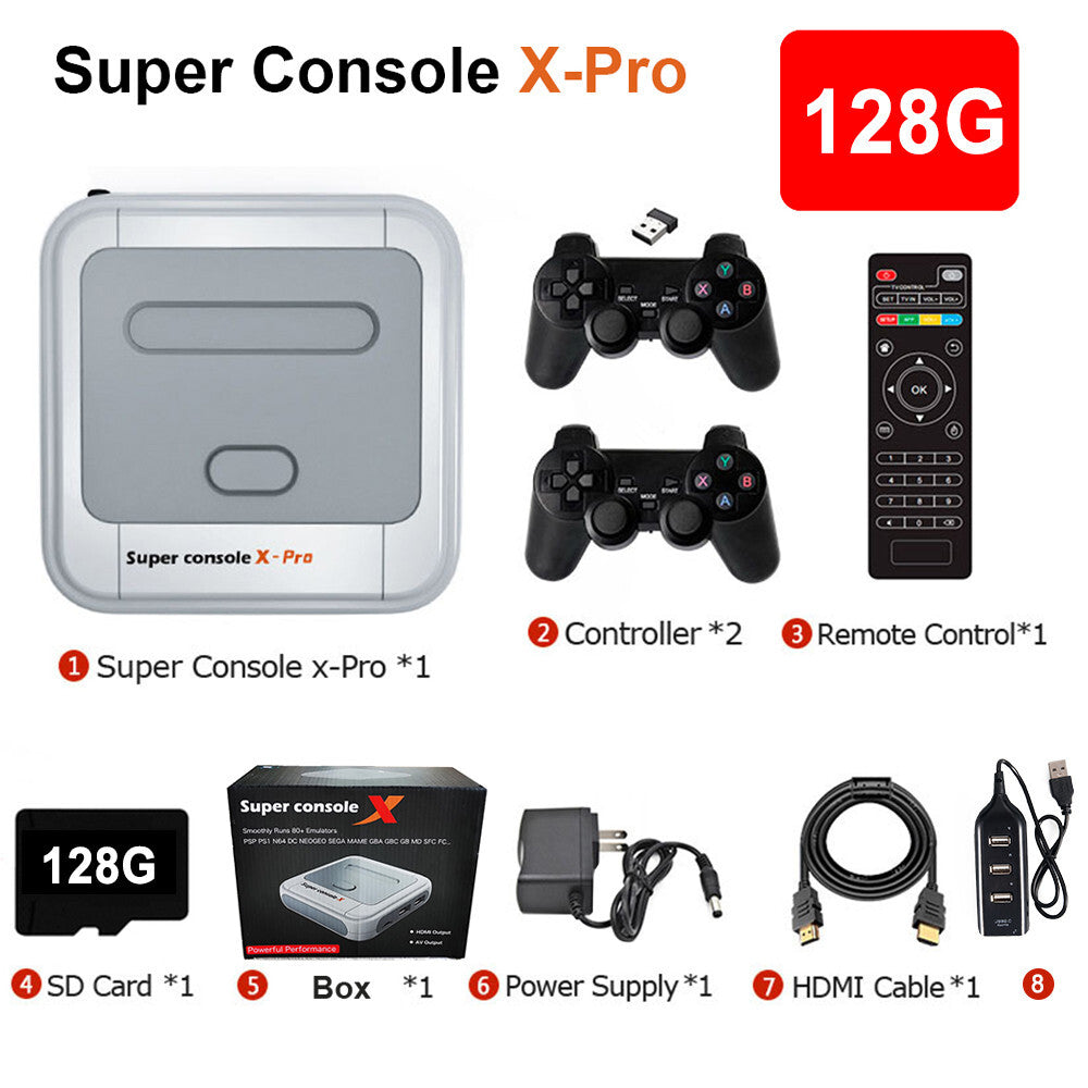 NEW Super Game Console X Pro Retro Video Games WiFi 4k HD TV 2 Controllers