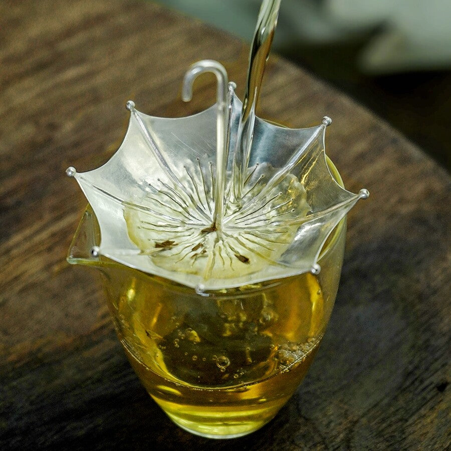 Sterling Silver Filter Net For Tea Health Care Umbrella Design Tea Strainer New