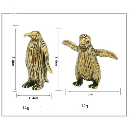 Brass Antarctic Penguin Small Statue Desk Ornament Tea Pet Paperweight Crafts