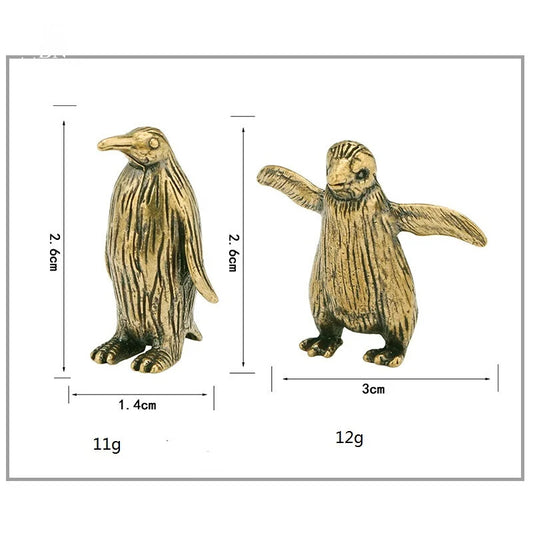 Brass Antarctic Penguin Small Statue Desk Ornament Tea Pet Paperweight Crafts