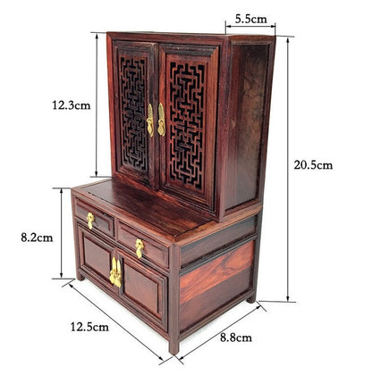 Old Rosewood Carved Miniature Cabinet Buddha Altar Butsudan Shrine Praying Decor