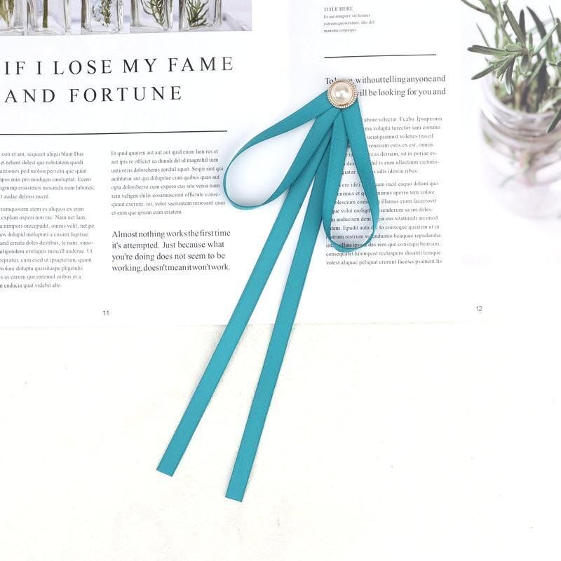 Women Pre-Tied Collar Bowknot Pearl Ribbon Brooches Pin Bow Tie Vintage Neckties