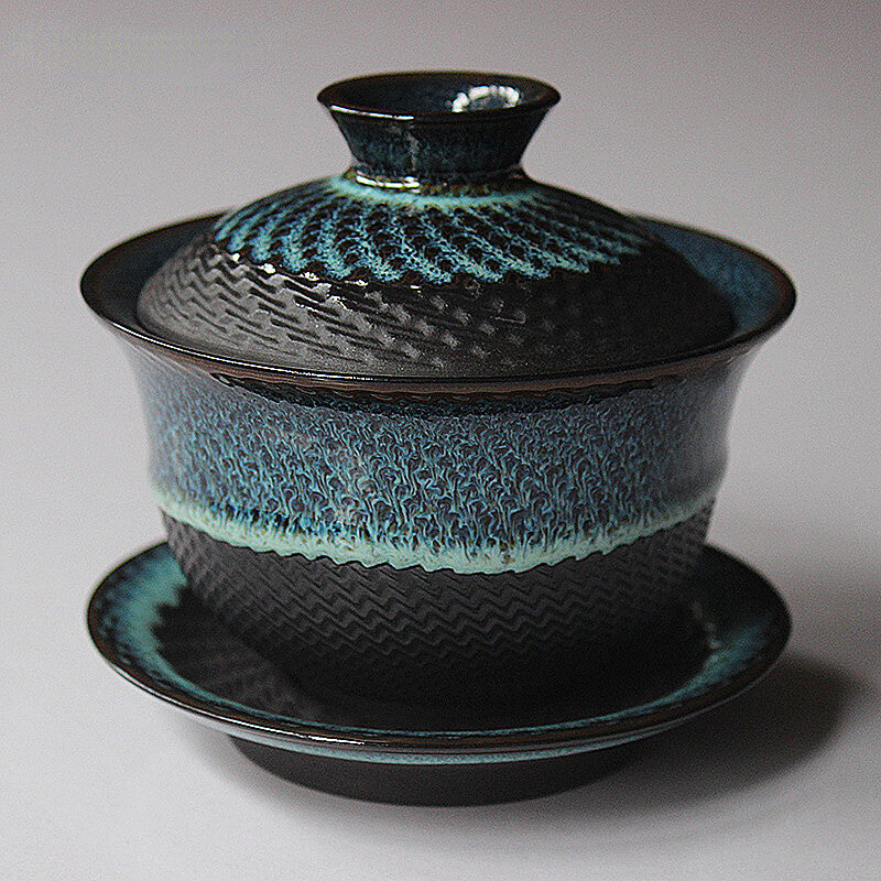 Dehua Kiln change Ceramic Gaiwan Tea cup Handmade Tea tureen Chinese Retro Tea
