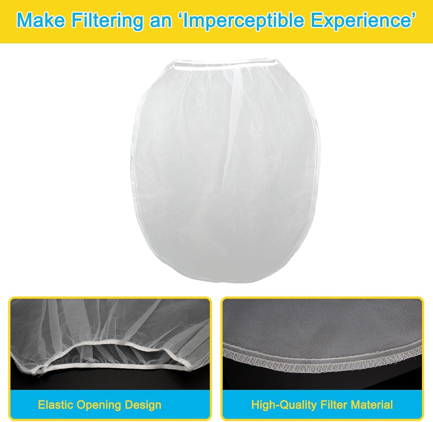 10 PCS Paint Filter Bags, 5 Gallon White Fine Mesh Strainer Bags, Elastic Top Op
