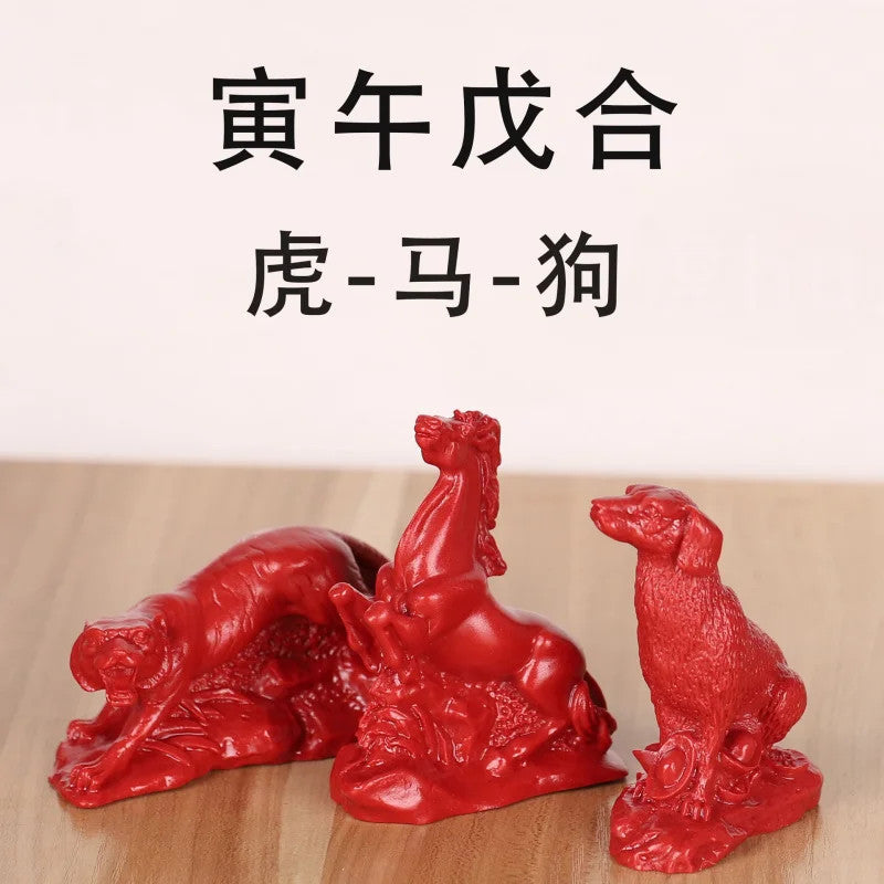 1Pc Cinnabar Handcarved Twelve Chinese Zodiac Tea Pet Amulet Home Decoration