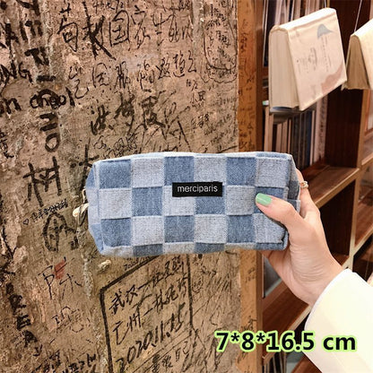 Plaid Traveling Makeup Cosmetic Storage Bag Handbags Wallet Organizer Cute Pouch