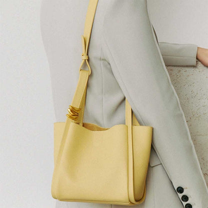 Genuine Leather Bucket Bag Unique Handbag Soft Cowhide Shoulder Bags 19*13*18 CM
