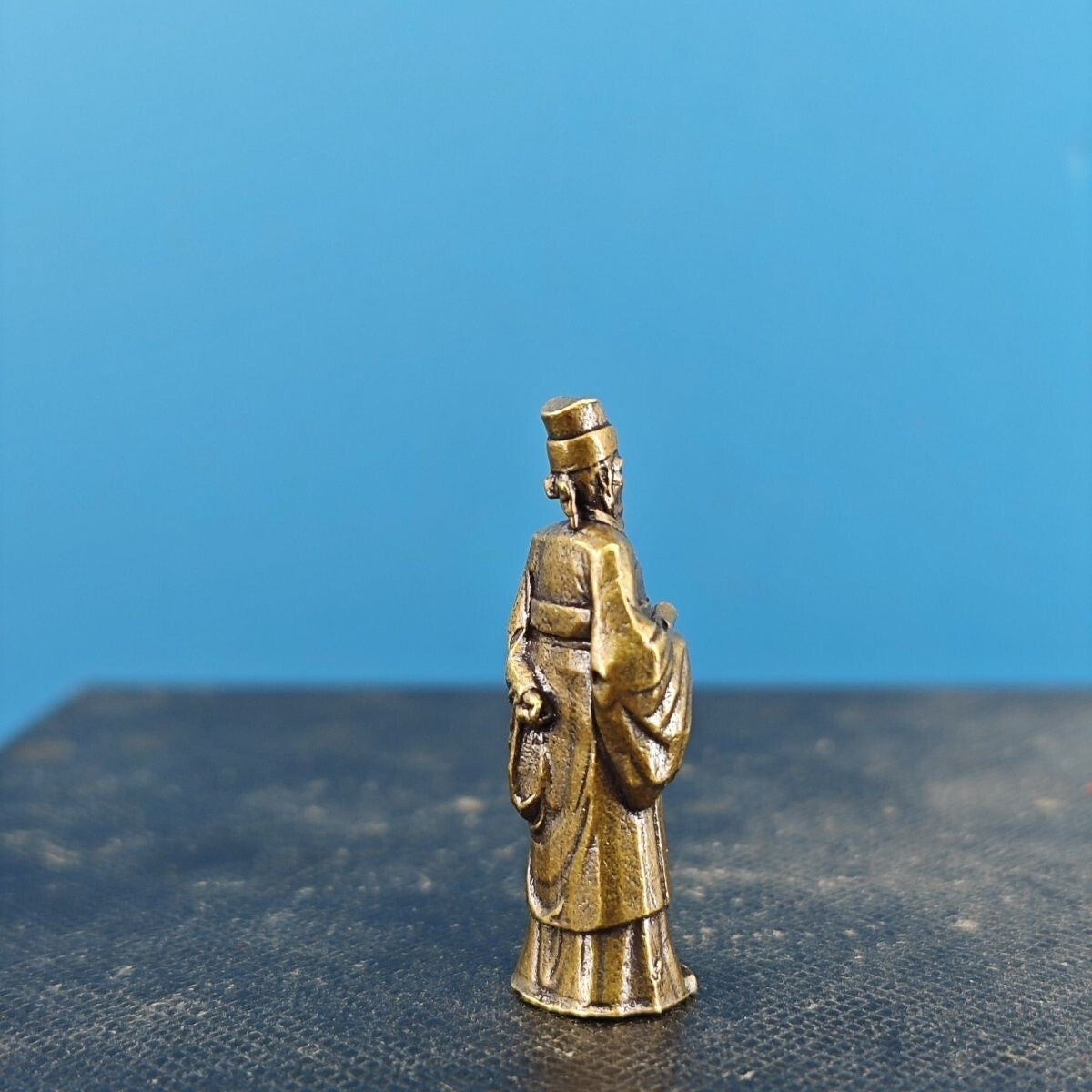 Brass Ancient Man Model Mini Statue Bonsai Rockery Fish Tank Microlandscape