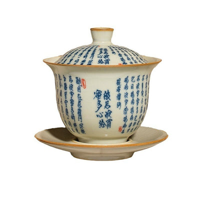 Ru Kiln Porcelain Gaiwan Set For Tea Tureen Chinese Tea Bowls Tea Ceremony Set