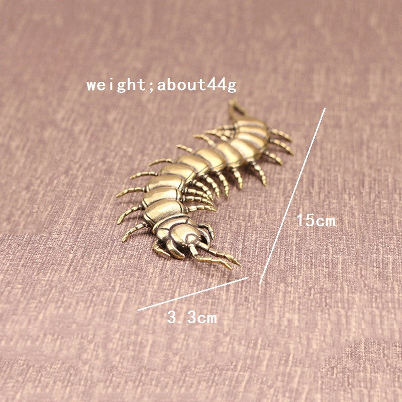Ancient Copper Centipede Ornament Animal Toy Figurines Miniatures Tea Pet