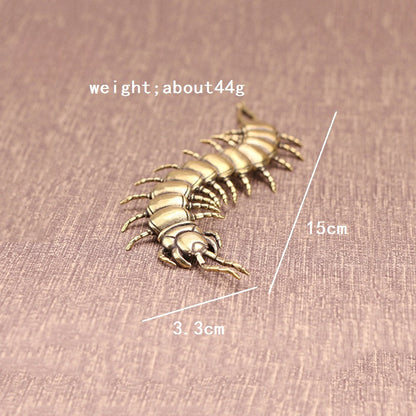 Ancient Copper Centipede Ornament Animal Toy Figurines Miniatures Tea Pet