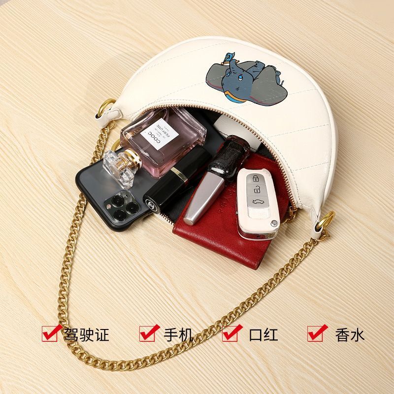 Genuine Leather Waist Bag Shoulder Messenger Bag Crossbody Chains Handbags Black