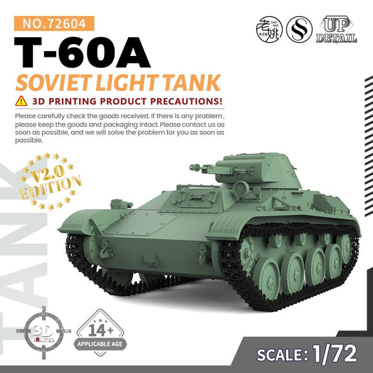 SSMODEL SS72604 1/72 25mm Military Model Kit Soviet T-60A Light Tank