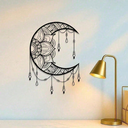 CIFbuy Bohemian Mandala Metal Moon Wall Art for Yoga Room Decor Gift
