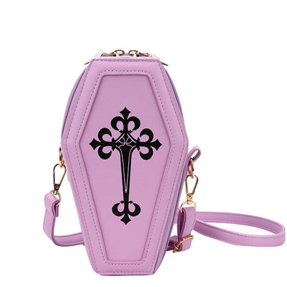 Retro Gothic Shoulder Bag Halloween Handbag Crossbody Bag Coffin Shape Purse 1PC