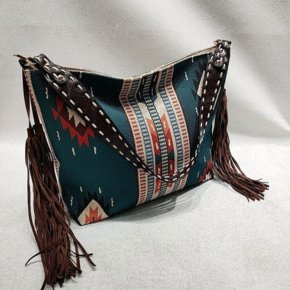 Woman Bags Female Handbag Hand Canvas Linen Shoulder Crossbody Bags Tassel