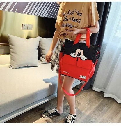 Disney Mickey Mouse Tote Bag Women Messenger bag Red Canvas Large Shoulder Bag