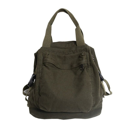 School Bag Shoulders Large Khaki Backpack Fashion Canvas College Computer Bags