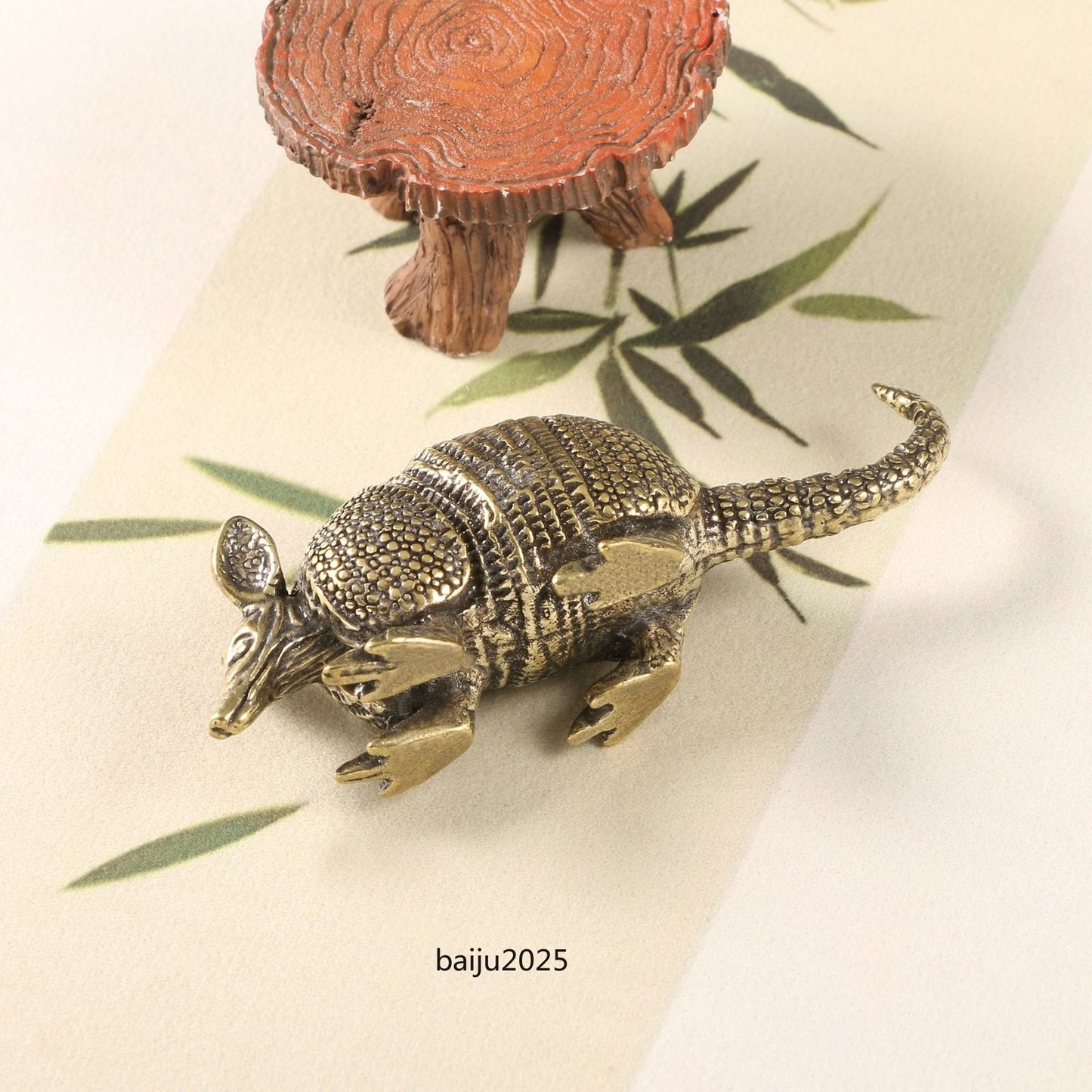 Lovely armadillo brass statue ornament collect animal figurine tea pet decor toy