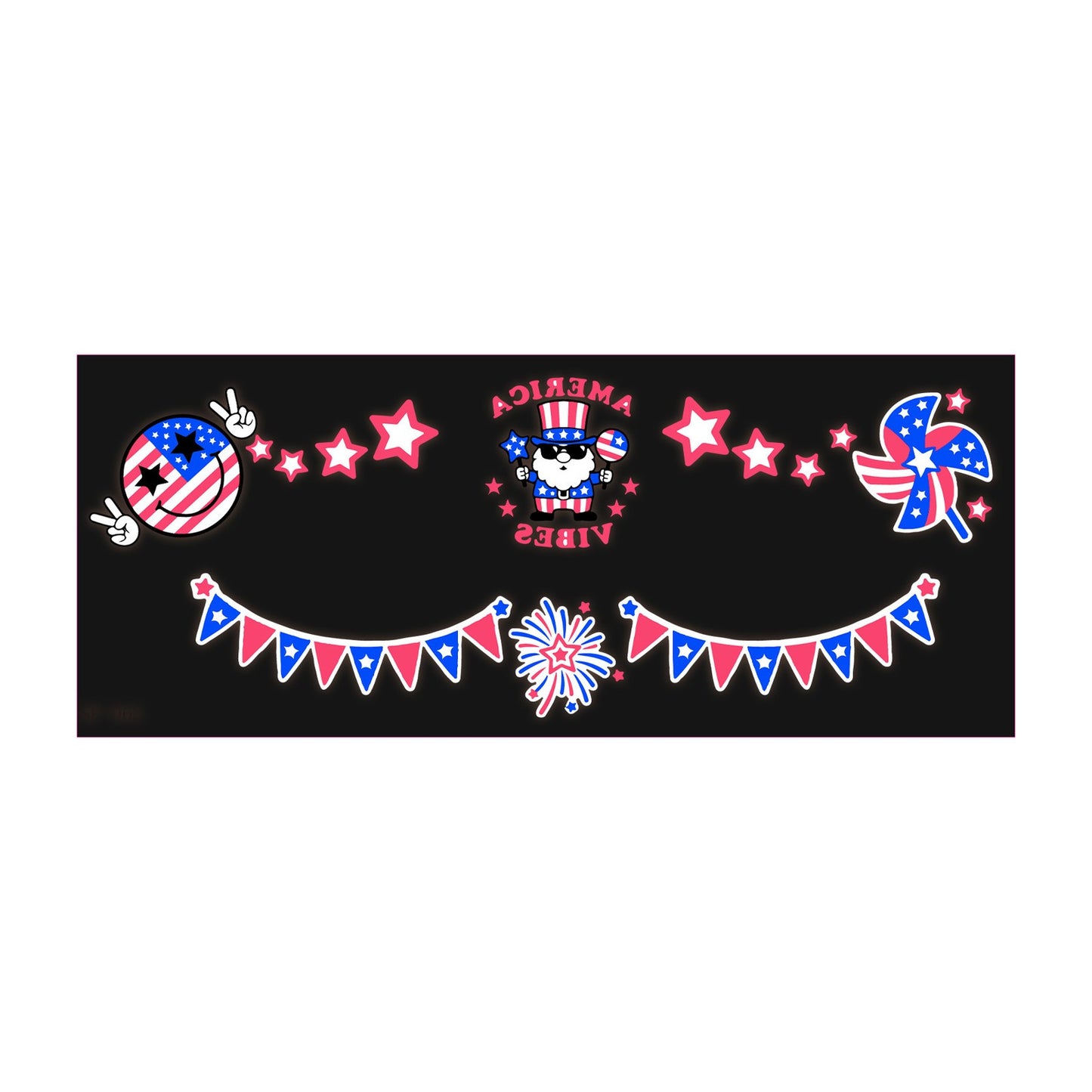 USA Party Neon Dance Glow Fluorescent Face Stickers Tattoo Stickers160*65mm