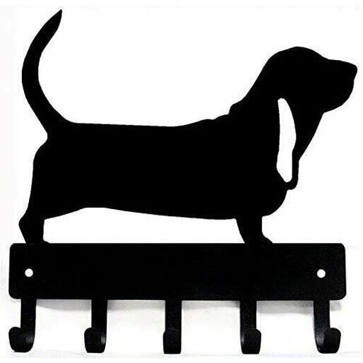 Basset Hound Dog - Key Hooks Wall Mounted Hook Up Metal Pendant Wall Art Home