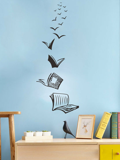 Book Print Wall Sticker Open Book Reading Art Decor Removeable Vinyl Decal