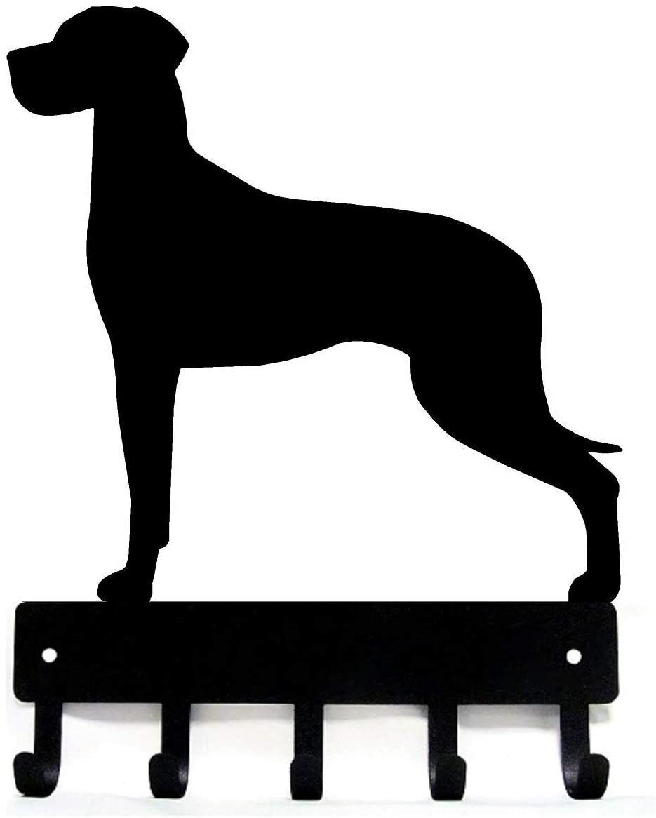 Great Dane (Natural Ears) Dog-Key Hooks & Keychain Holder- 6 inch Metal Wall Art