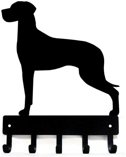 Great Dane (Natural Ears) Dog-Key Hooks & Keychain Holder- 6 inch Metal Wall Art
